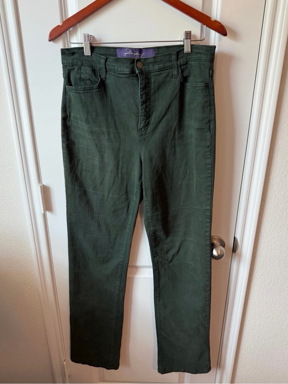 Not Your Daughters Jeans Forest Green Straight Leg Pants